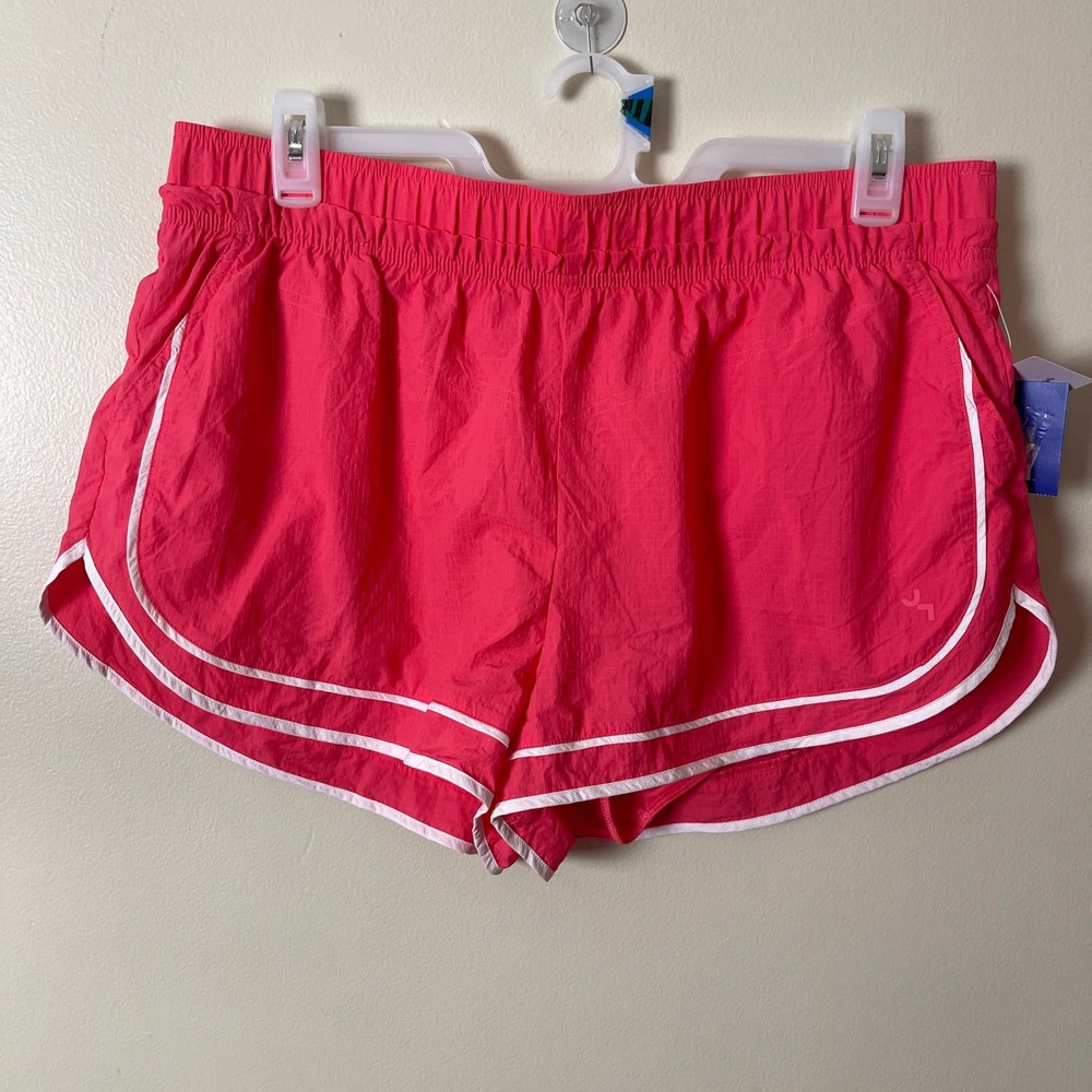JoyLab Womens Mid-Rise Running Shorts Papaya‎ Red White Piping Lightweight XL